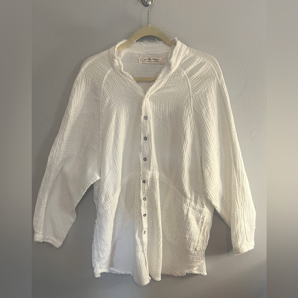 FREE PEOPLE white gauze oversized beach / pool cover up